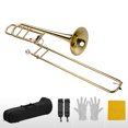 thumbnail image 3 of Yeacher Upgraded Intermediate Bb Flat Tenor Slide Trombone with F Trigger Including Mouthpiece Carry Case Gloves Cleaning Cloth, 3 of 7