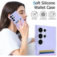 thumbnail image 3 of Samsung Galaxy S24 Ultra with Card Holder - Wallet Phone Case Galaxy S24 Ultra Hold 1-2 Cards for Women Men - Protective Soft Silicone Card Case for Samsung Galaxy S24 Ultra Purple, 3 of 14