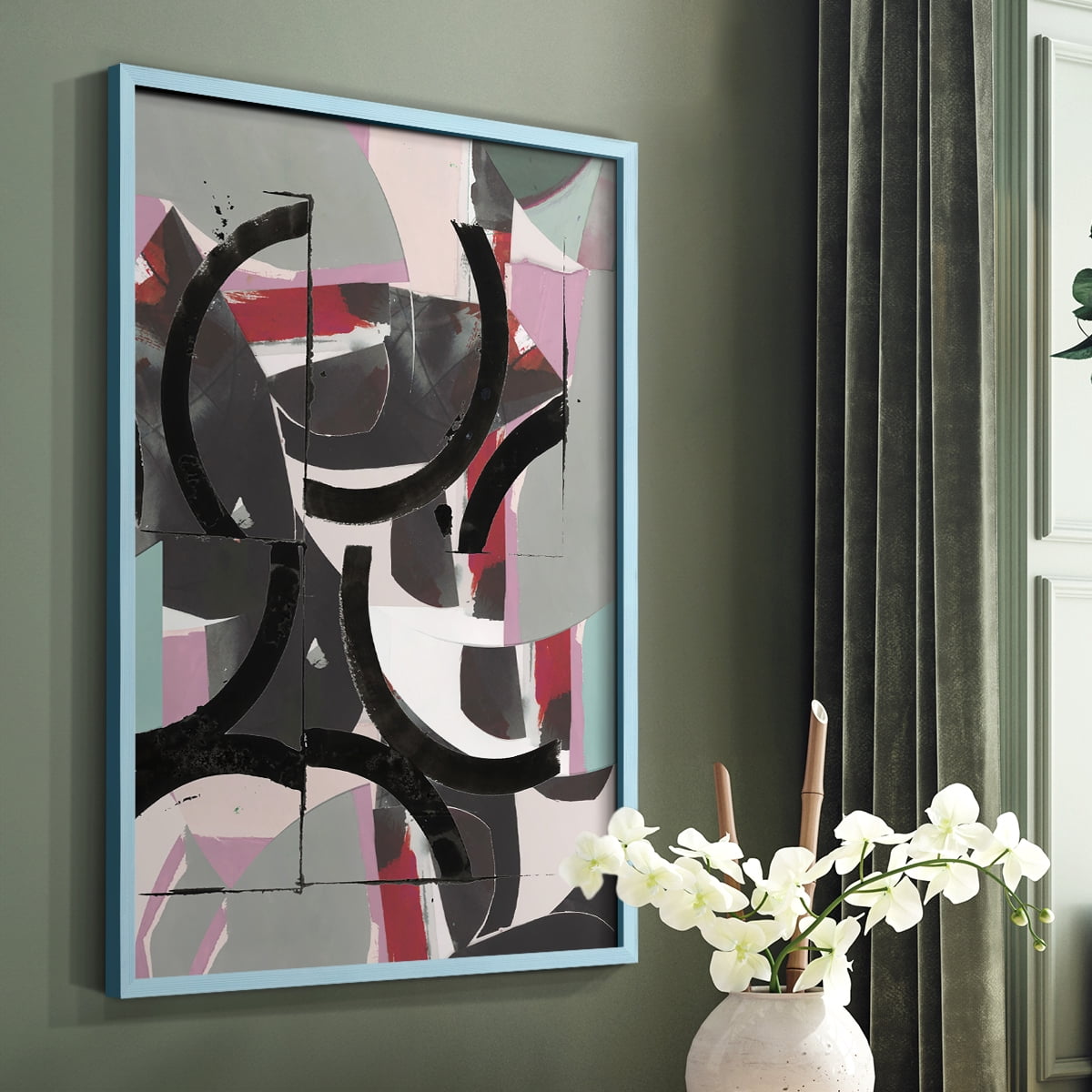 Cartissi Space II Framed Print in Blue Solid Wood Framed Print No Nail Hanging