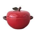 thumbnail image 2 of geerera Cute Apple Ceramic Bowl with Lid & Handles, Oven-Safe Serving Bowl, Decorative Tableware for Soup, Stews, Desserts, Home Decor, Gifting, 2 of 8