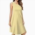 thumbnail image 2 of Pale Yellow Solid Background Dress Loose Women'S Dress Beach Dresses With Pockets Dresses For Womens, 2 of 4