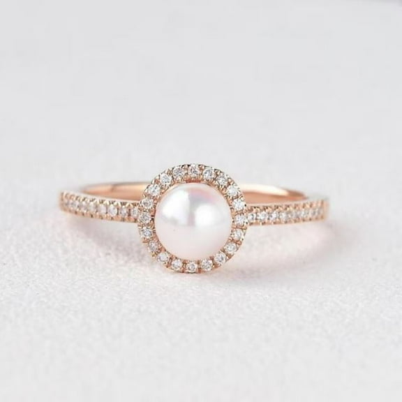 Pearl CZ Diamond Engagement Eternity Band Ring Wedding Anniversary Promise ring 925 Sterling Silver Gemstone Jewelry For Women Gift