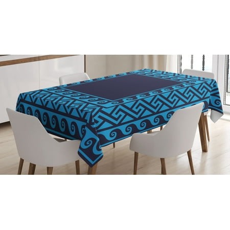 

Greek Key Tablecloth Swirling Waves with Ancient Maze Square Hellenic Motifs Sea Inspired Design Rectangular Table Cover for Dining Room Kitchen 60 X 84 Inches Blue Dark Blue by Ambesonne