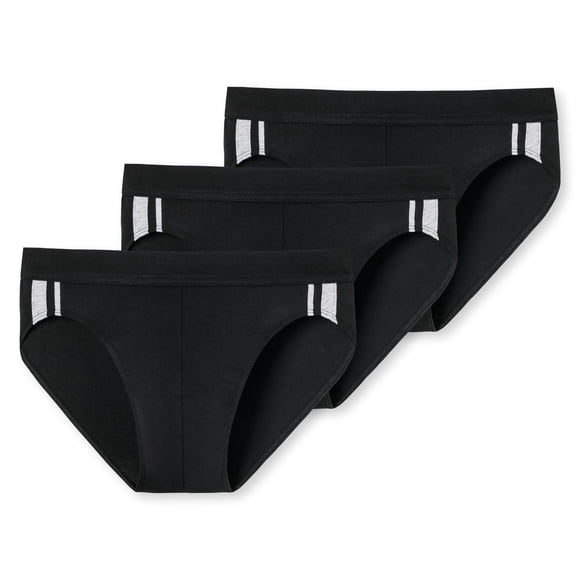 SCHIESSER Calzoncillos para Hombres, Paquete de 3 - Rio Slip 95/5, Algodón Estirado, Rayas laterales Negro L (Large)