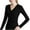Black, variant on Women's Cross V-Neck Long Sleeve T-Shirt Slim Fit Ribbed Knit Top with Waist-Defining Contour, Casual Stretch Base Layer, Black
