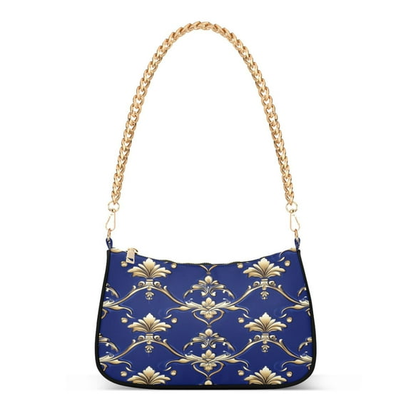 Ryvnso Ethnic Flower Pattern Womens Chain Shoulder Bag Tote Handbags Clutch Hobo Purse with Zipper for Travel