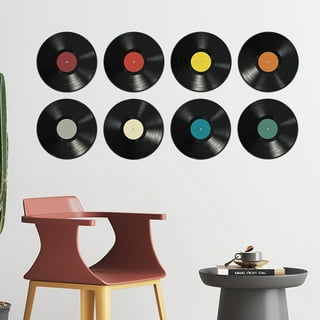 NUOLUX 4pcs Vinyl Record Shape Stickers Blank Vinyl Records Vintage Fake  Records Decorations Wall Stickers 