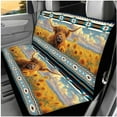 thumbnail image 3 of Pzuqiu Aztec Highland Cow Automobile Interior Sets Car Seat Covers Full Set Steering Wheel Seat Belt Coasters Head Rest Covers Arm Rest Cushion Pad Keychain 14 Pieces Set Gift for Women Easy Install, 3 of 7