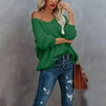 thumbnail image 6 of Women's Off The Shoulder Hollow Knit Pullover Sweater, Loose Lightweight Soft Breathable V Neck Long Sleeve Solid Color Top for All Seasons Casual Wear, Layering Comfort and Versatile Styling, 6 of 9