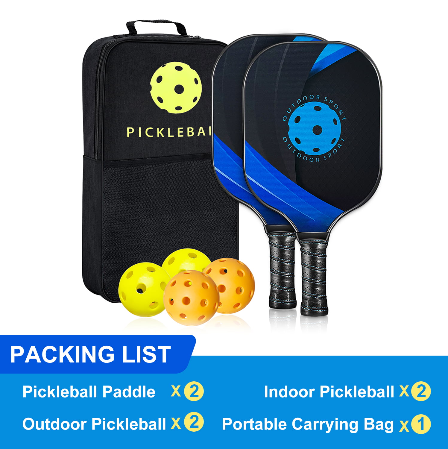 Pack of 4 Pickleball Paddle Cover Neoprene Sports Lightweight Black/Blue