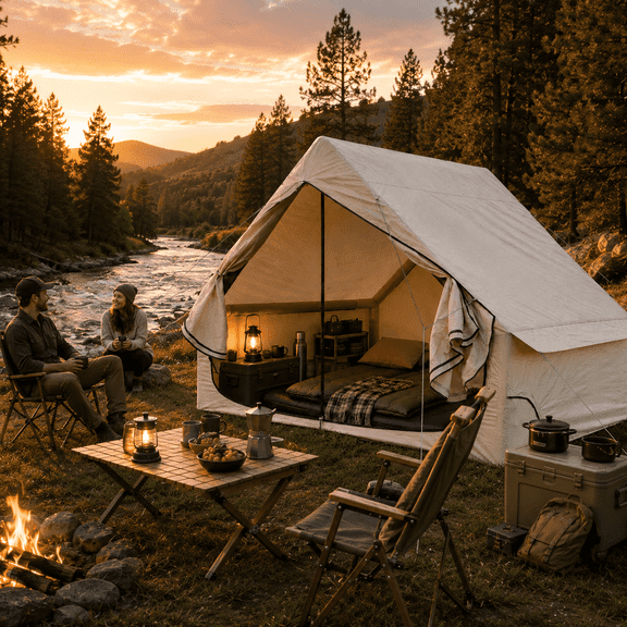 Inflatable light luxury camping cabin tent, waterproof and windproof camping tent, easy to set up inflatable house tent, suitable for outdoor weekend camping, picnic, patio use