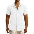 thumbnail image 6 of Wo-Fusoul Mens Shorts Men's Linen Short Sleeve Lapel Collar Button-Down Shirt, Solid Color Casual Wear Mens Shirts Short Sleeve, 6 of 6