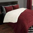 thumbnail image 2 of Lavish Home 3 Piece Sherpa/Fleece Comforter Set, King, Burgandy, 2 of 10