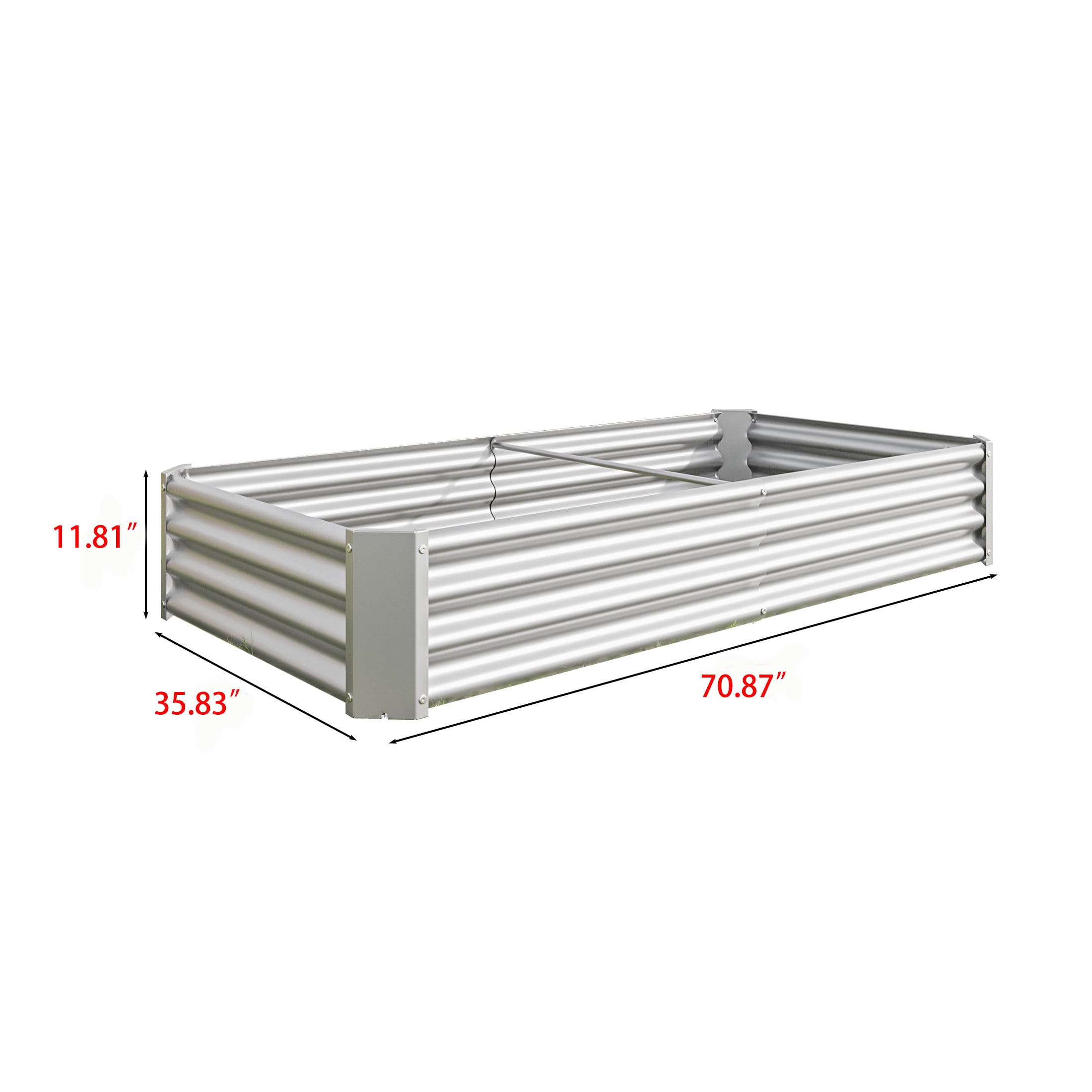 Elio Outdoor Metal 6×3×x1ft Raised Garden Bed, 6FT Planter Box, Rust-Resistant, Open Bottom, Sturdy Design for Vegetables, Flowers, Herbs, Silver