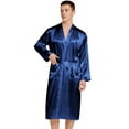 thumbnail image 5 of XBASW Men’s Satin Robe Lightweight Men's Silk Kimono Bathrobe Plus Size Long Sleeve Pajamas Loungewear S -XXL, 5 of 10