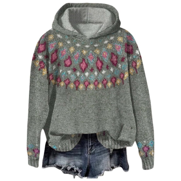 Women's Casual Hooded Graphic Print Sweatshirt Long Sleeve Versatile Slouchy Pullover Clothing Top
