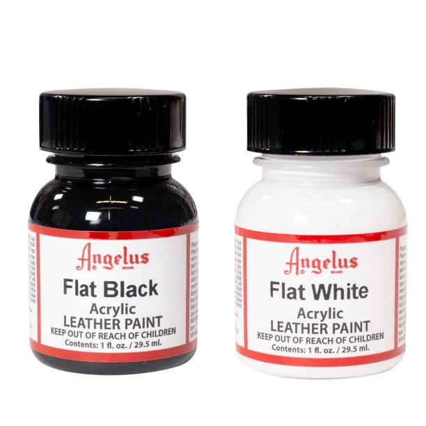 Pintura Acrílica para Cuero Angelus Impermeable 30ml Negro Mate Blanco Mate