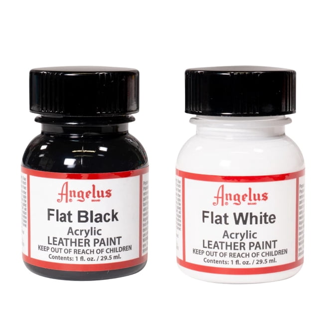 Pintura Acrílica para Cuero Angelus Impermeable 30ml Negro Mate Blanco Mate