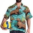 thumbnail image 4 of Platypus Men's Hawaiian Short Sleeve Printed Button Down Poplin Casual Summer Beach Shirt, Unisex, 4 of 6