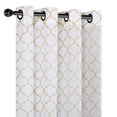 thumbnail image 3 of 2 Pack Flocked Trellis Clover Semi Sheer Curtain Panels - Gold, 3 of 3