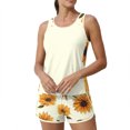 thumbnail image 2 of JULMCOMO Tankini Swimsuits for Women Sunflower Print Drawstring Crew Neck Sports Bathing Suit Summer Vacation 2 Piece Swimsuit Ginger 2XL, 2 of 6