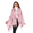 thumbnail image 3 of FORMRS Womens Scarf Winter Soft Long Big Warm Shawls Wrap Tassel Scarves, Pink Cute Cherry Pattern, 3 of 9