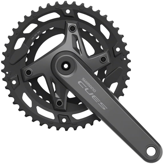 Shimano CUES FC-U6000-2 Crankset - 170mm, 9/10-Speed, 46/30t, Asymmetric 110 BCD, Hollowtech II, Black