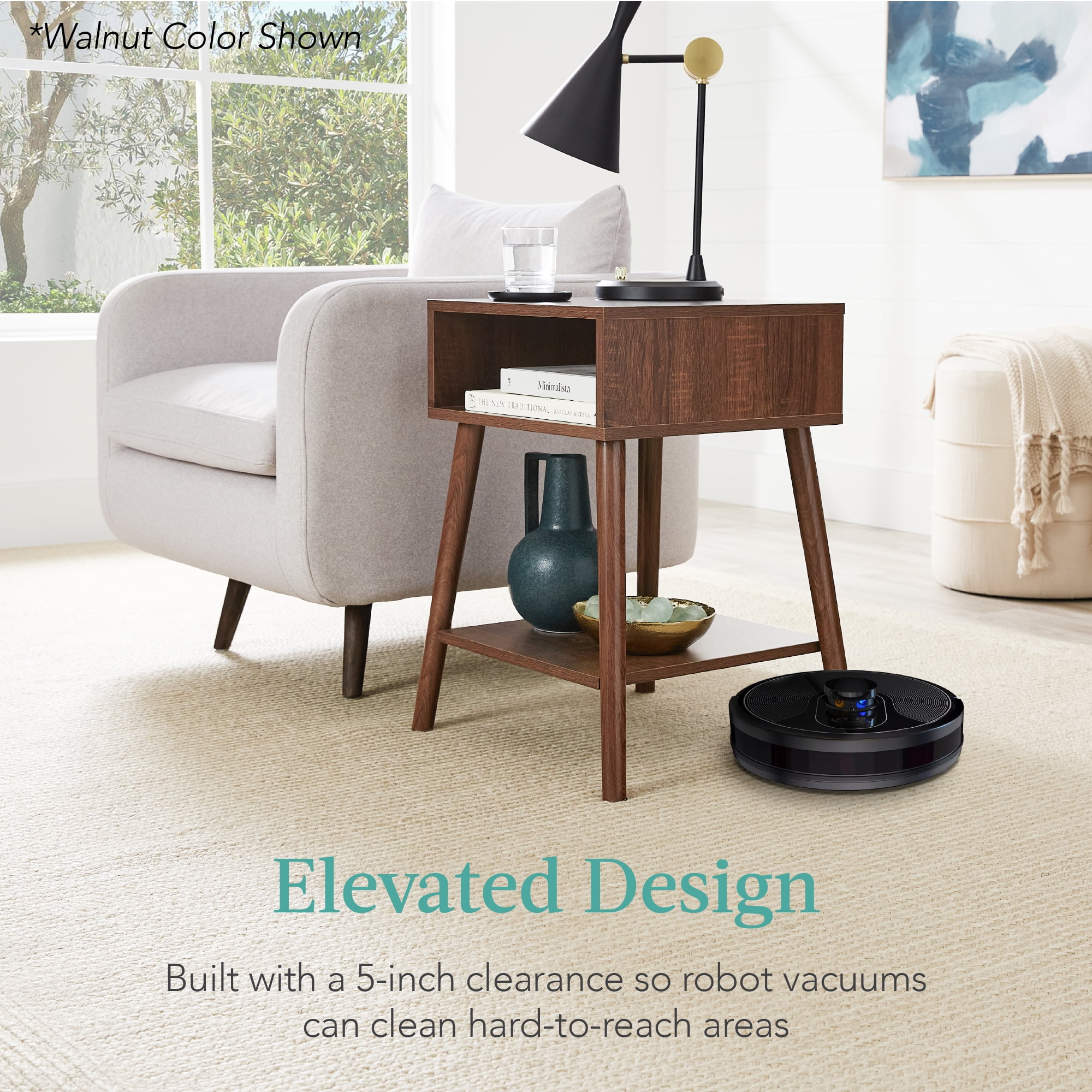 Best Choice Products Set of 2 Mid-Century Modern End Tables w/ Cubby Storage, Lower Shelf, Offset Legs - Gray Oak