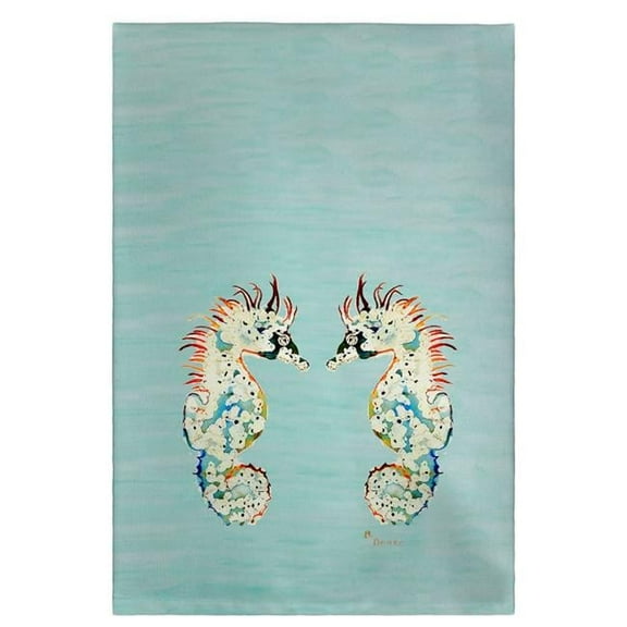 Betsy Drake GT388C Aqua Betsys Seahorses Guest Towel