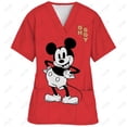 thumbnail image 3 of Uniforme de enfermera de verano con estampado de Mickey Mouse de Disney, ropa de trabajo para dentistas, salones de belleza y tiendas de mascotas, camisetas con cuello en V y bolsillos, 3 of 5