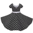 thumbnail image 4 of Vestido de fiesta de algodón para niña, estilo rockabilly, swing, de lunares, estilo clásico de los años 50, color rojo y negro, de Audrey, para verano, 4 of 5