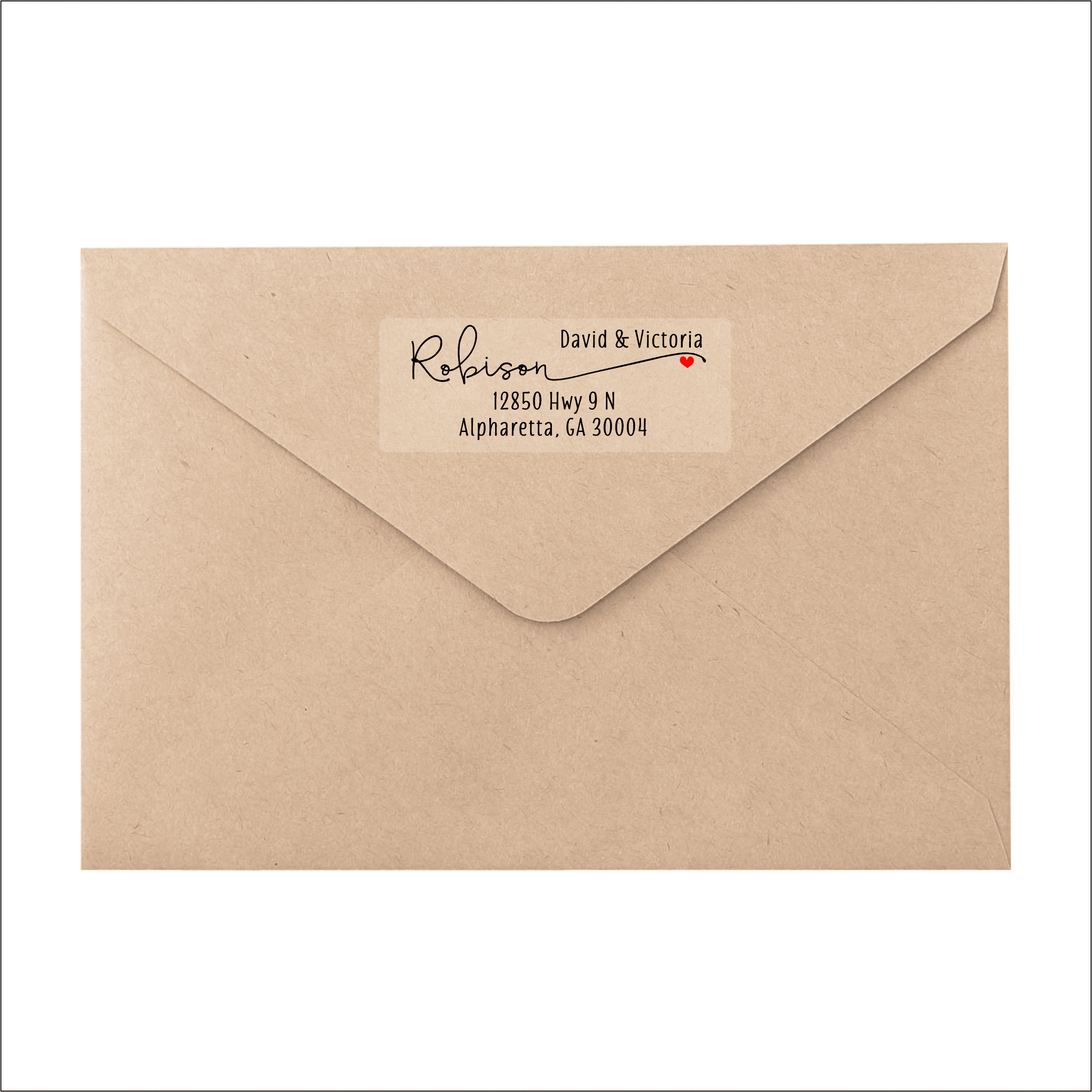 Clear Return Address Labels, Custom Printed Matte Frosted Clear Transparent Stickers, Personalized Labels, 5 Sheets, 150 Labels Total - Red Accent Heart Design