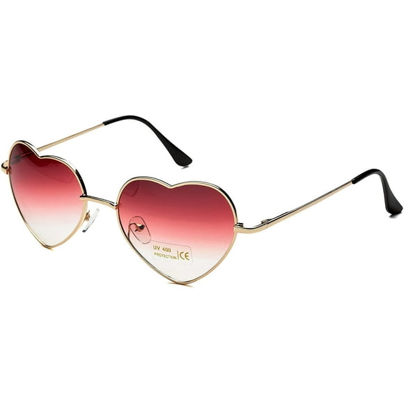 Heart Sunglasses Thin Metal Frame Lovely Heart Style for Women