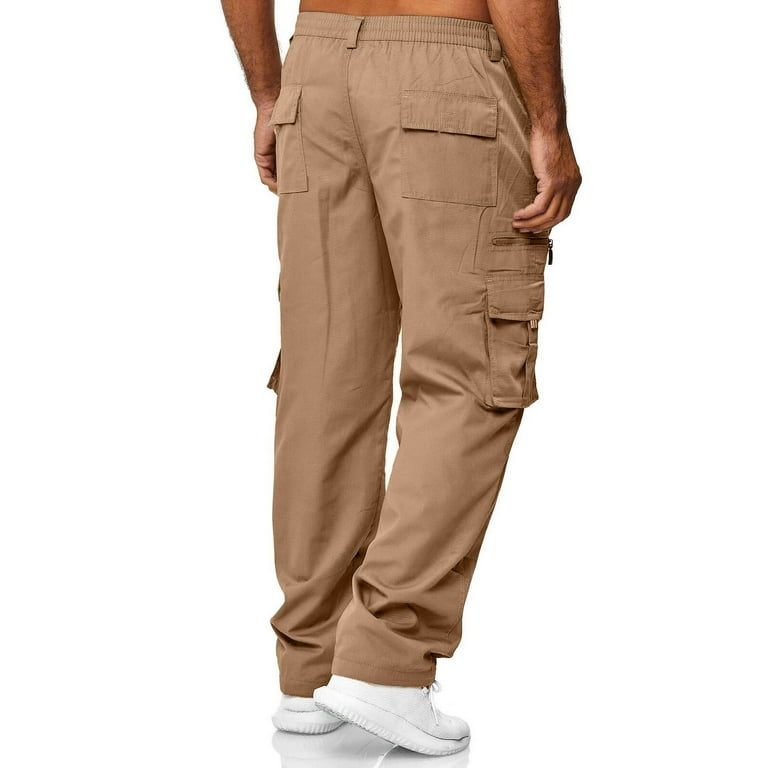 kpoplk Mens Sweatpants Joggers,Men's Cinch Bottom Sweatpants with Pockets  High Waisted Jogger Pants Baggy Workout Active Trousers(Beige,XXL)