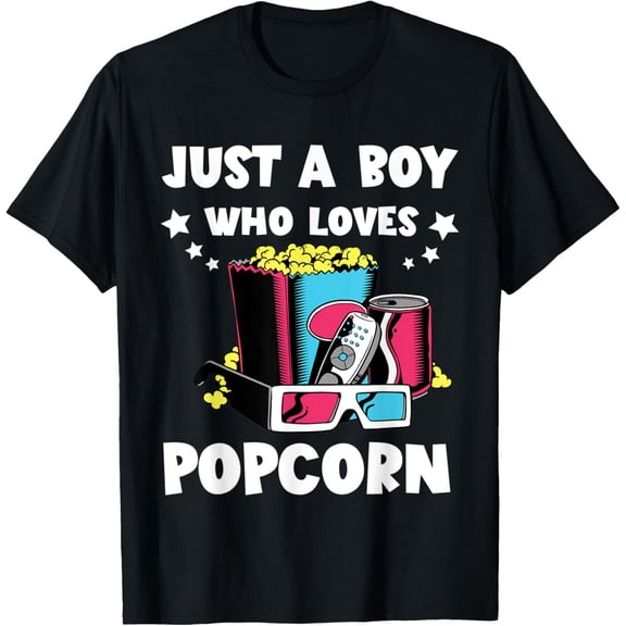 Exquisite and comfortable-Just A Boy Popcorn Night Watching Movies Popcorn Cinema T-Shirt