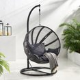thumbnail image 2 of Kimberly Outdoor Rope Weave Hanging Chair with Stand, Gray and Black, 2 of 7