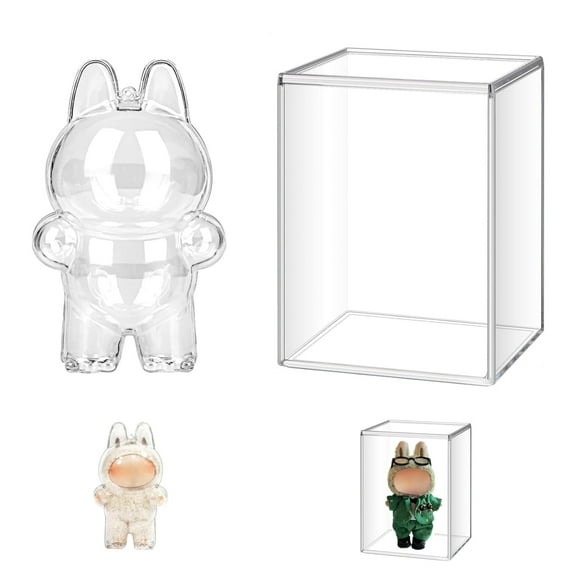 Acrylic storage box，Organizer Box ，Display Case for Collectibles Stackable，Clear Protective Case Compatible with Plush Doll(STANDING Rectangle)