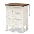 thumbnail image 2 of Baxton Studio Levron Classic and Traditional Walnut Brown and Antique White Finished Wood 3-Drawer End Table, 2 of 10