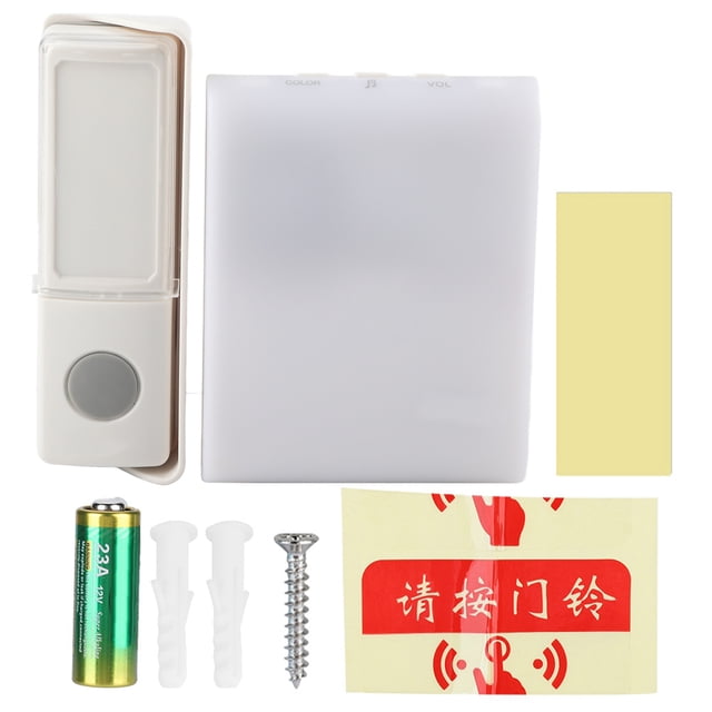 Timbre inalámbrico con botón para puerta, ideal para personas mayores sordas, con 7 tonos de color y luz intermitente.