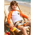 thumbnail image 3 of Aideaone 2 Piece Boys Swimsuit Set Kids Zipper Long Sleeve Rash Guard with Swim Trunks Bathing Suit Swimwear for Boys 7-12T, 3 of 6