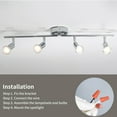 thumbnail image 5 of Garwarm Modern 4-Light Track Lighting Kit, Flush Mount Wall/Ceiling Spot Lights Fixture, LED Track Light with Chrome Flexibly Rotatable Light Head for Kitchen Living Room, 4 X GU10 Bulb (Included), 5 of 18
