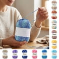 thumbnail image 3 of 100% Cotton YarnforCrocheting, Variegated YarnforCrocheting, 5-Ply 1 Pc, Cotton Knitting Yarn, Ombre Gradient, Blue Colorway, Handmade Apparel, Craft Projects, 3 of 3