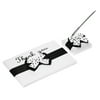 Satin Wedding Guset Signature Book and Pen Stand Set with White Black Bowknot Decoration