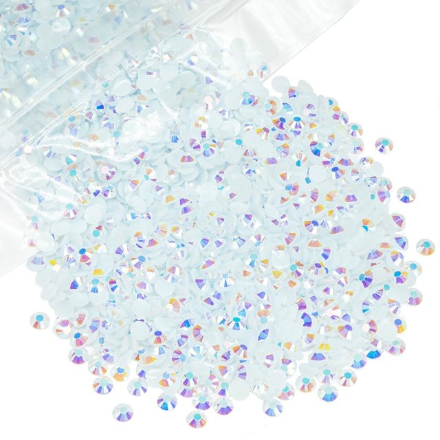 Qiipii 3000 piezas de diamantes de imitación de resina AB blancos de 5 mm para manualidades SS20, piedras de gelatina planas, diamantes sin fijación en caliente, cristales, gemas para uñas, rostro, oj
