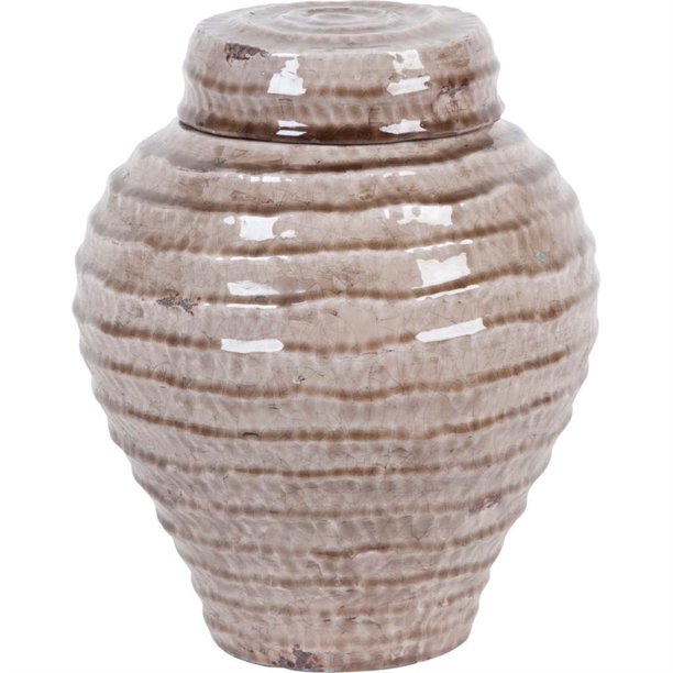 Mercana Salyan Large Brown Ceramic Gloss Ripple Vase