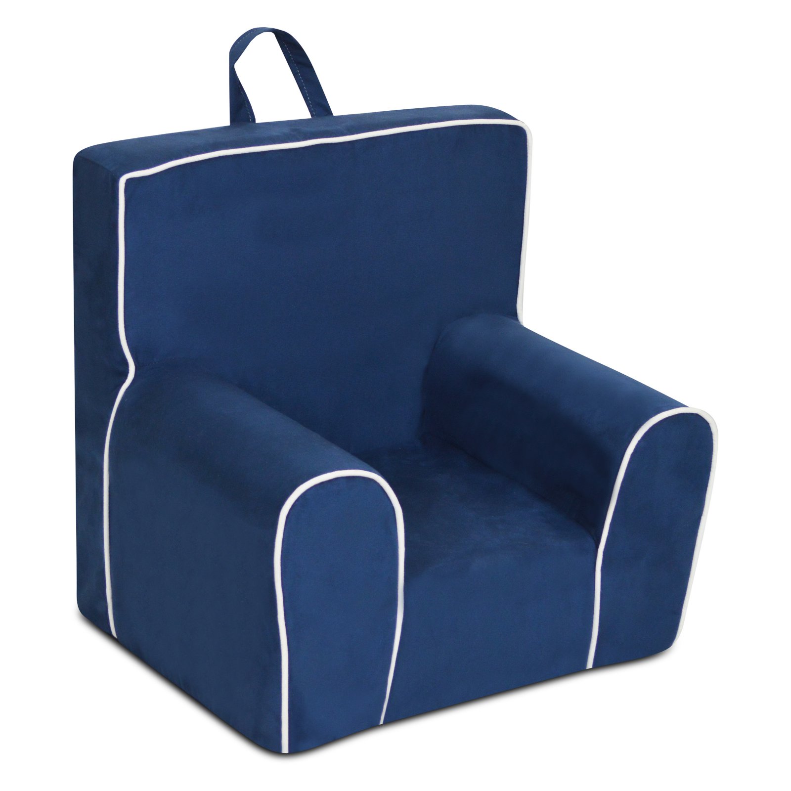 Kangaroo Trading Champion GrabnGo Kids Foam Chair with Handle Navy with White Welt