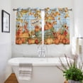 thumbnail image 3 of Orange Fall Pumpkins Kitchen Curtains Short 54 Inch Length, Thanksgiving Botanical Blue Vintage Grommet Top Bedroom Living Room Curtains, Light Filtering Cafe Curtain Drapes 2 Panels Set 84''x54'', 3 of 9