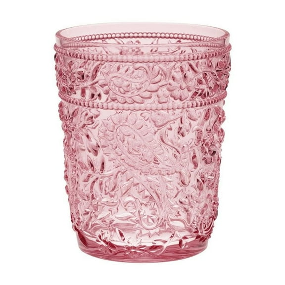 Set of Four Pink Paisley Acrylic Stemless Whiskey Glasses