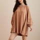 thumbnail image 1 of Vestido de gran tamaño para mujer jersey básico con cuello redondo minivestido traje de calle de línea H, 1 of 6
