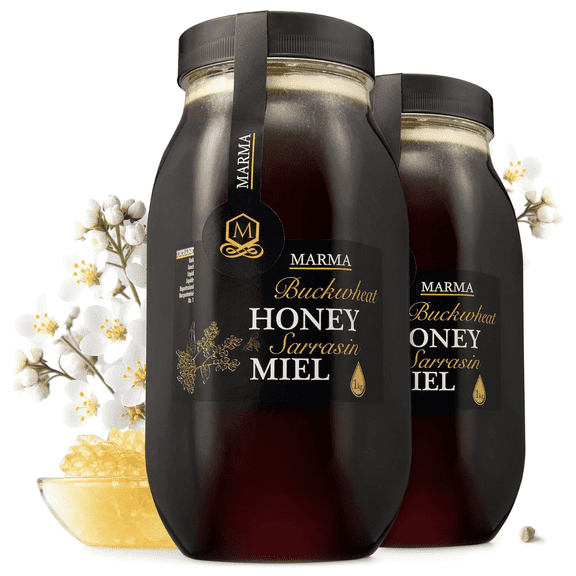 2 Jars of HONIGMA Marma Buckwheat Honey |Natural | 100% Pure | Unpasteurized | Unfiltered | Natural Crystallization | 2kg/4.4lbs